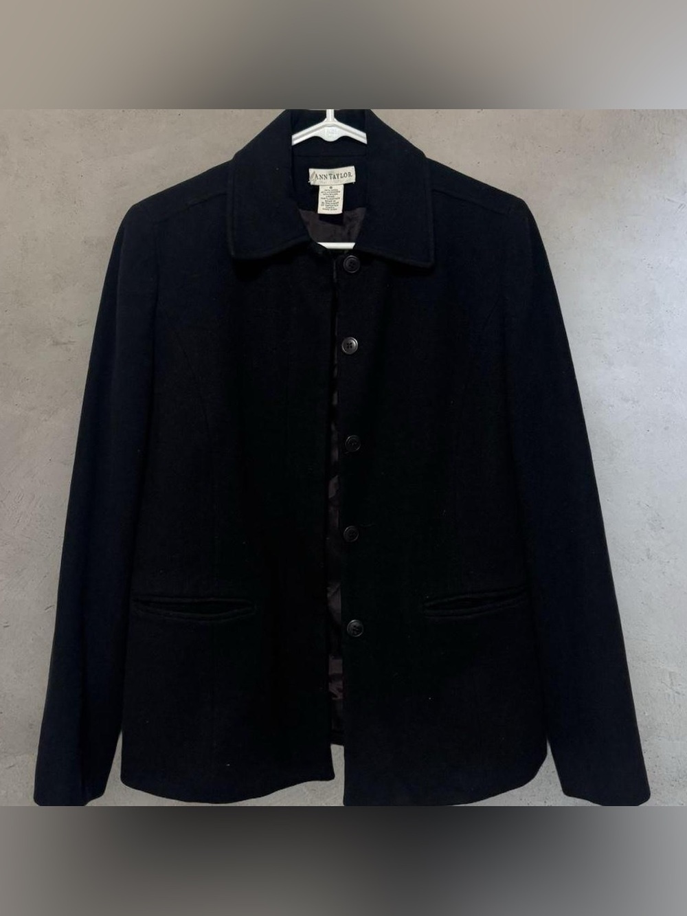 Ann Taylor Wool Cashmere Peacoat Black Winter Blazer